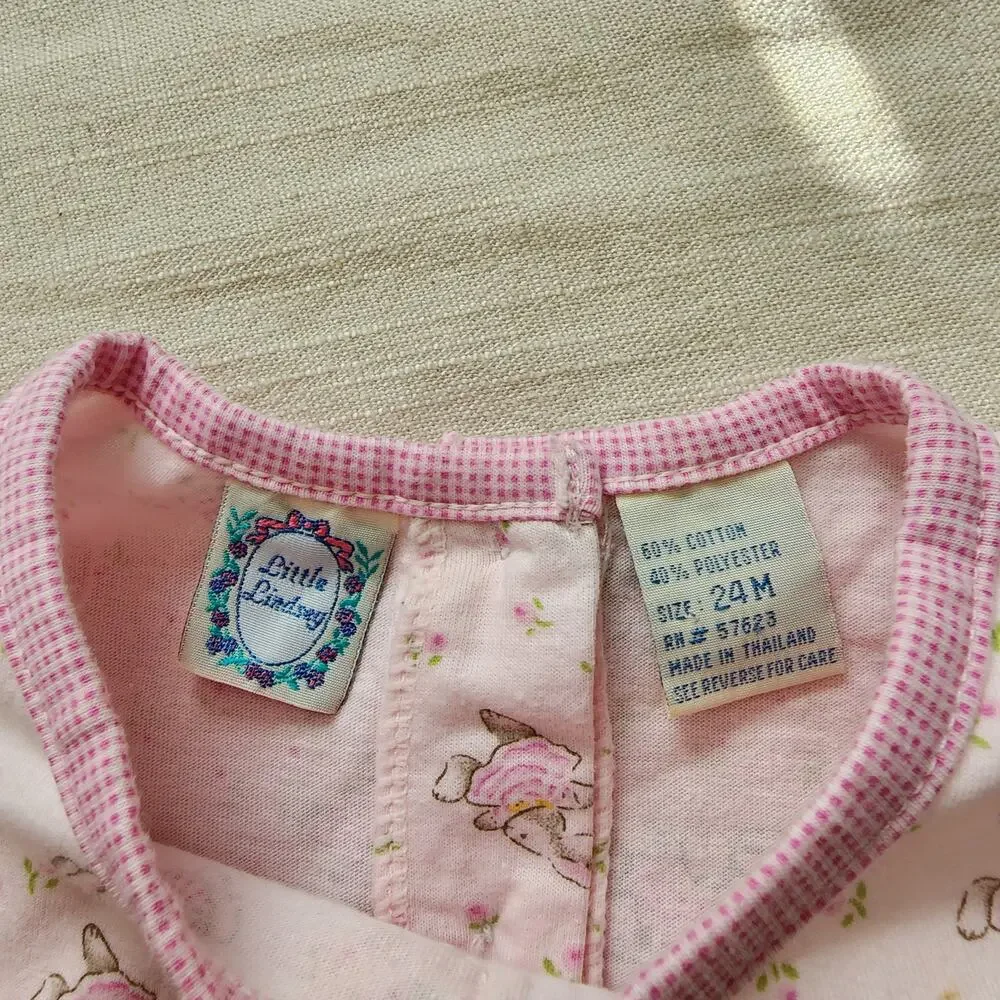 Vintage Bunnies Pink Pjs/Bodysuit 24 months